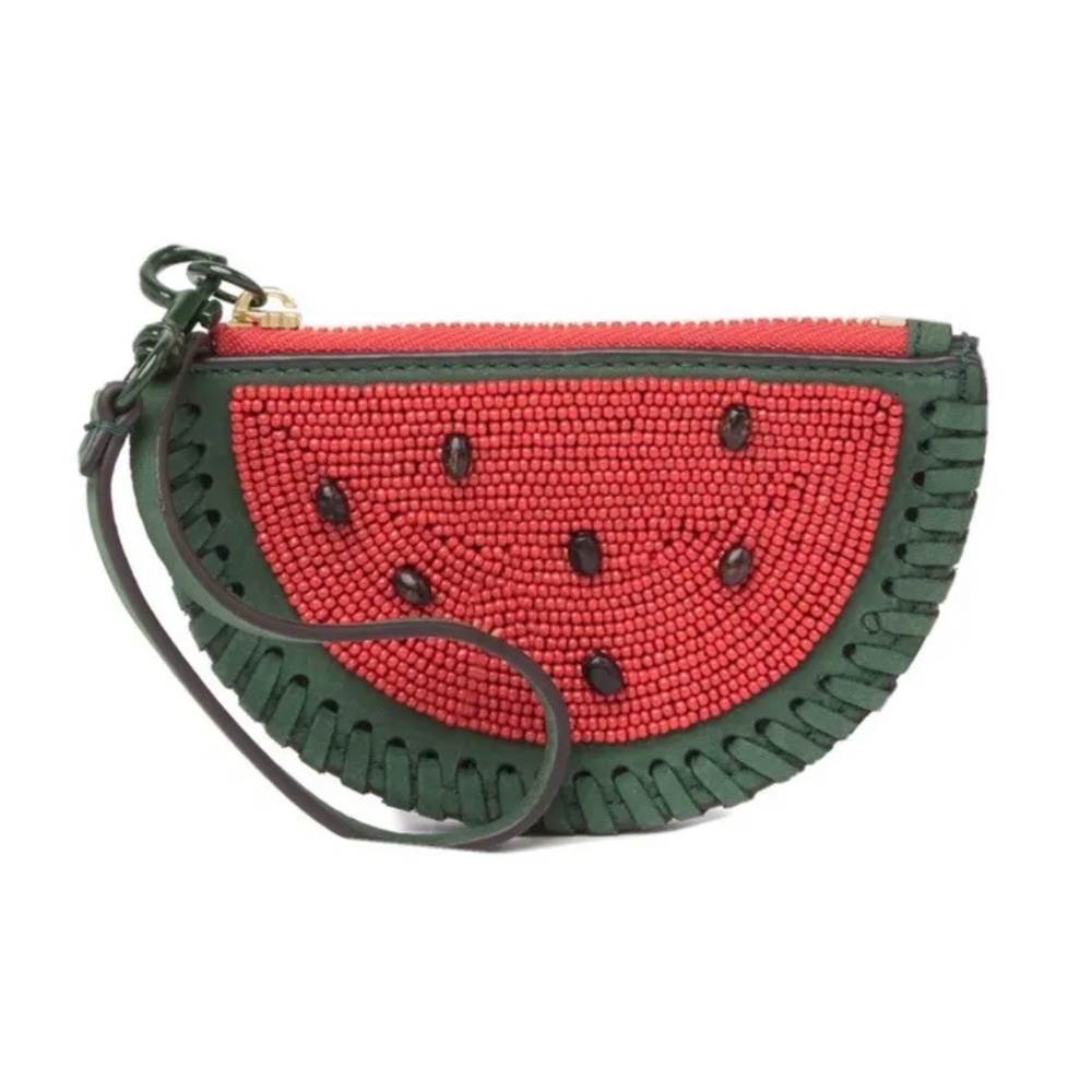 NWT Tory Burch watermelon leather beaded coin pouch